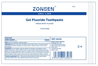Zonsen Ndc: 72932-015-02  Oral Care  Gel Fluoride Toothpaste  Fresh Mint Flavor  1.5 Oz. (43 G) (Zso438 Zonsen Gel Toothpaste43g)